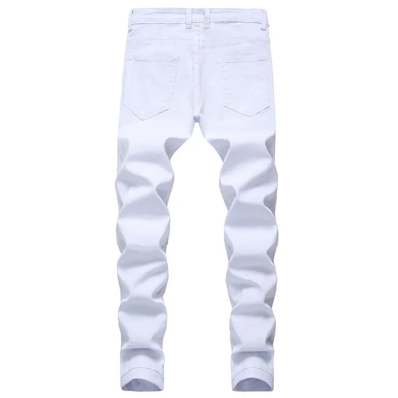 Jean Slim Hip-Hop ZHANLINWU 499 – Style Distressed, Détails Déchirés &amp; Confort Denim
