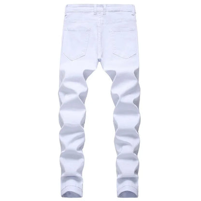 Jean Slim Hip-Hop ZHANLINWU 499 – Style Distressed, Détails Déchirés &amp; Confort Denim