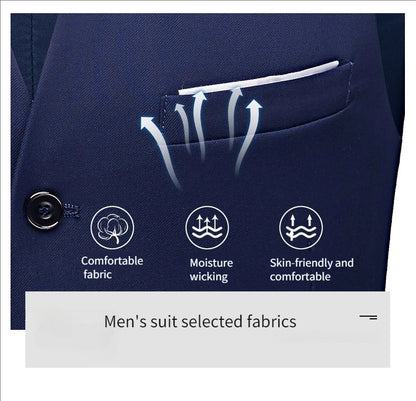 Men's 3 Piece Suit Set Wedding Solid Color Blazer Vest Pants Formal Business Dress Classic Tuxedo for Party Groomsmen