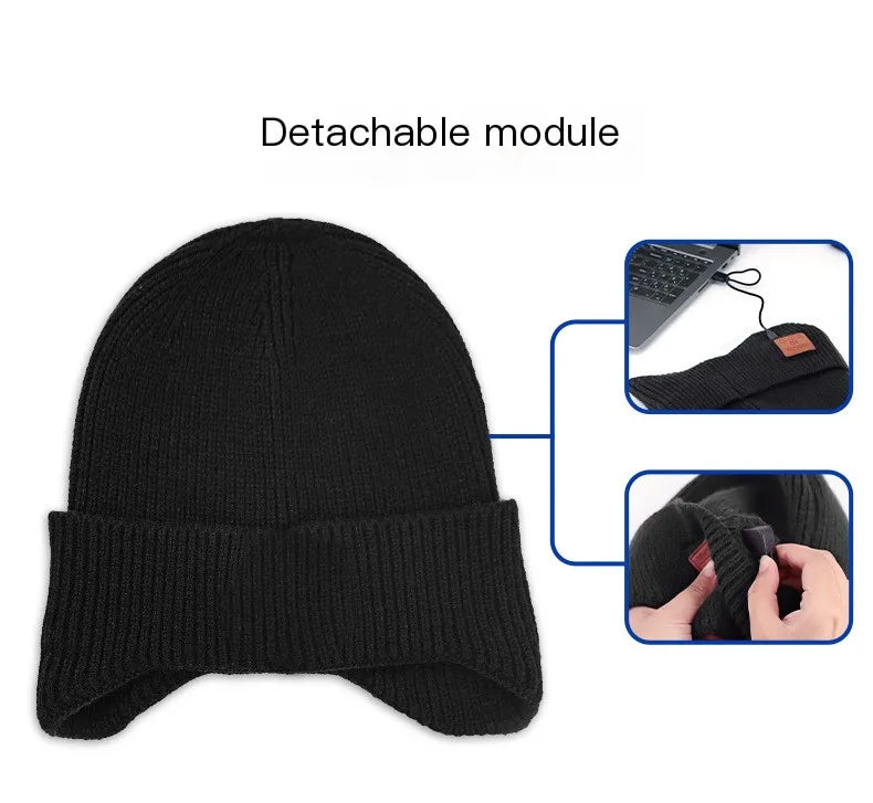 Wireless Bluetooth Earphone Hat Headset Rechargeable With Microphone Light  Weight Removable Keep Warm Listen Music Headphone