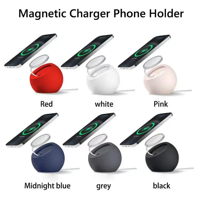 Ball Shape Magnetic Silicone Charging Desk Holder Stand for Magsafe iPhone 16 15 14 13 Macsafe Charger Dock Station Accessories