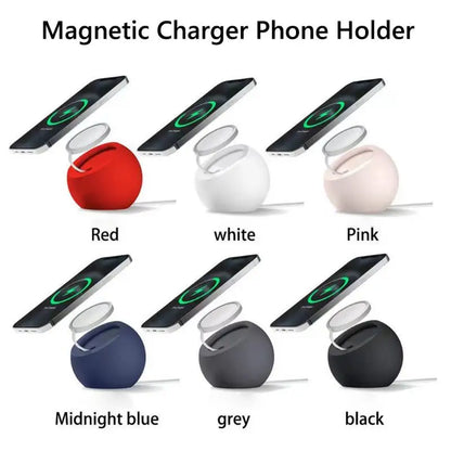 Ball Shape Magnetic Silicone Charging Desk Holder Stand for Magsafe iPhone 16 15 14 13 Macsafe Charger Dock Station Accessories