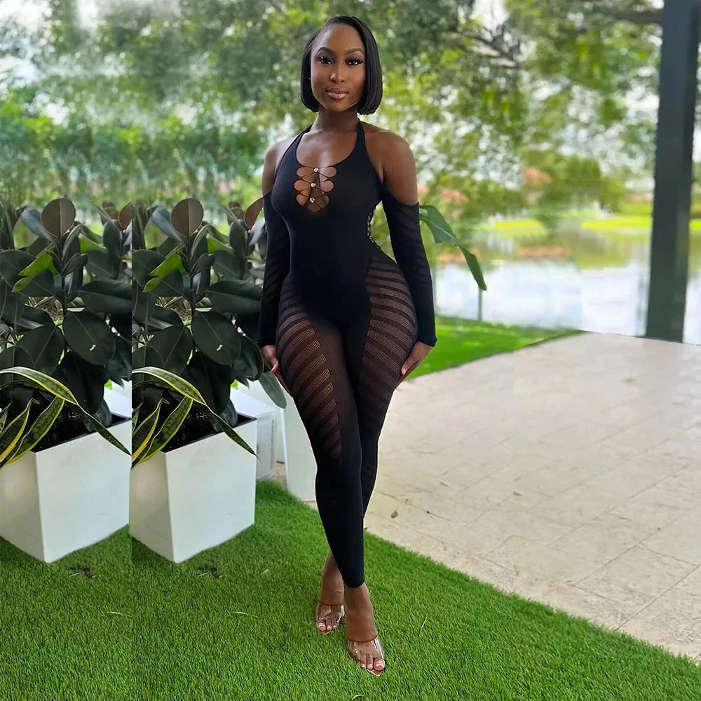 Mesh Jumpsuit For Women Sexy Club,Rhinestone Deep V One Piece Birthday Jumpsuits,Poster Bottle Large Outfit Going Out Plus Size