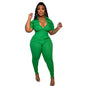 Wmstar Jumpsuit Women Summer Romper V Neck Zipper Short Sleeves Solid Pockets One Piece Outfits Bodysuit Wholesale Dropshipping