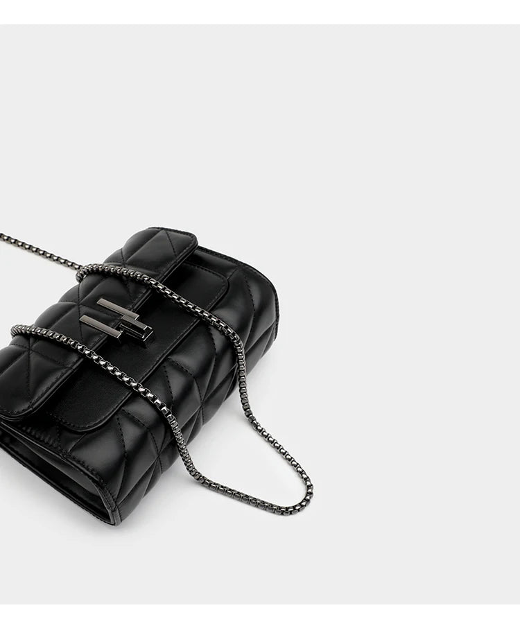 Black Luxury Handbags And Purse Women PU Leather Messenger Shoulder Bag Plaid Female Crossbody Bag Tassel Quilted Brand