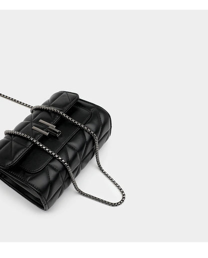 Black Luxury Handbags And Purse Women PU Leather Messenger Shoulder Bag Plaid Female Crossbody Bag Tassel Quilted Brand