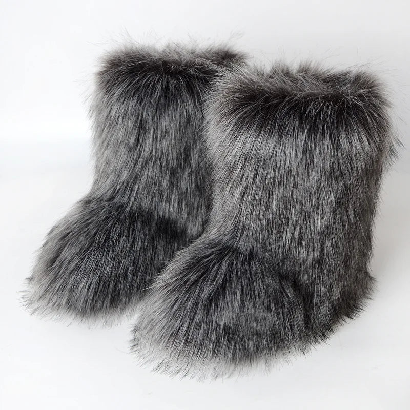Bottes de Neige de Luxe en Fausse Fourrure EAEOVNI – Chaleur Extrême &amp; Style Hivernal Glamour