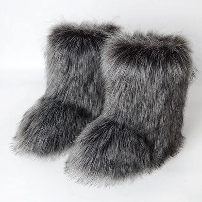 Bottes de Neige de Luxe en Fausse Fourrure EAEOVNI – Chaleur Extrême &amp; Style Hivernal Glamour