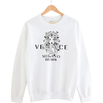 Men's autumn round neck sweatshirt set, luxurious printed simple casual sports set