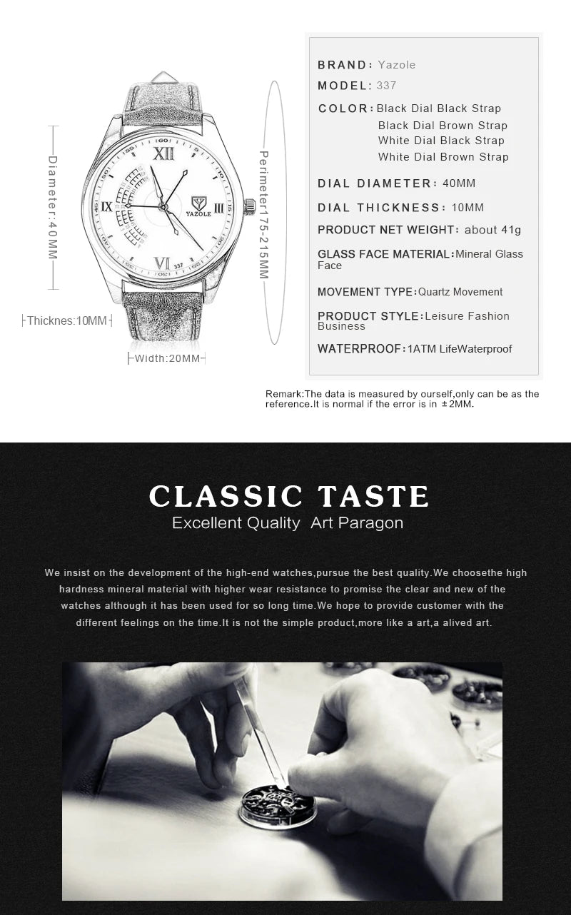 YAZOLE Quartz Watch Men Top Brand Luxury Watches Clock Wrist Watch Quartz-Watch Hodinky Relogio Masculino erkek kol saati