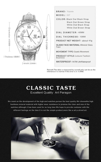 YAZOLE Quartz Watch Men Top Brand Luxury Watches Clock Wrist Watch Quartz-Watch Hodinky Relogio Masculino erkek kol saati