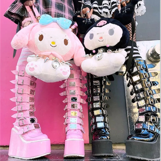 Bottes d'Hiver Compensées "Extreme Punk" – Hauteur &amp; Style Rebel
