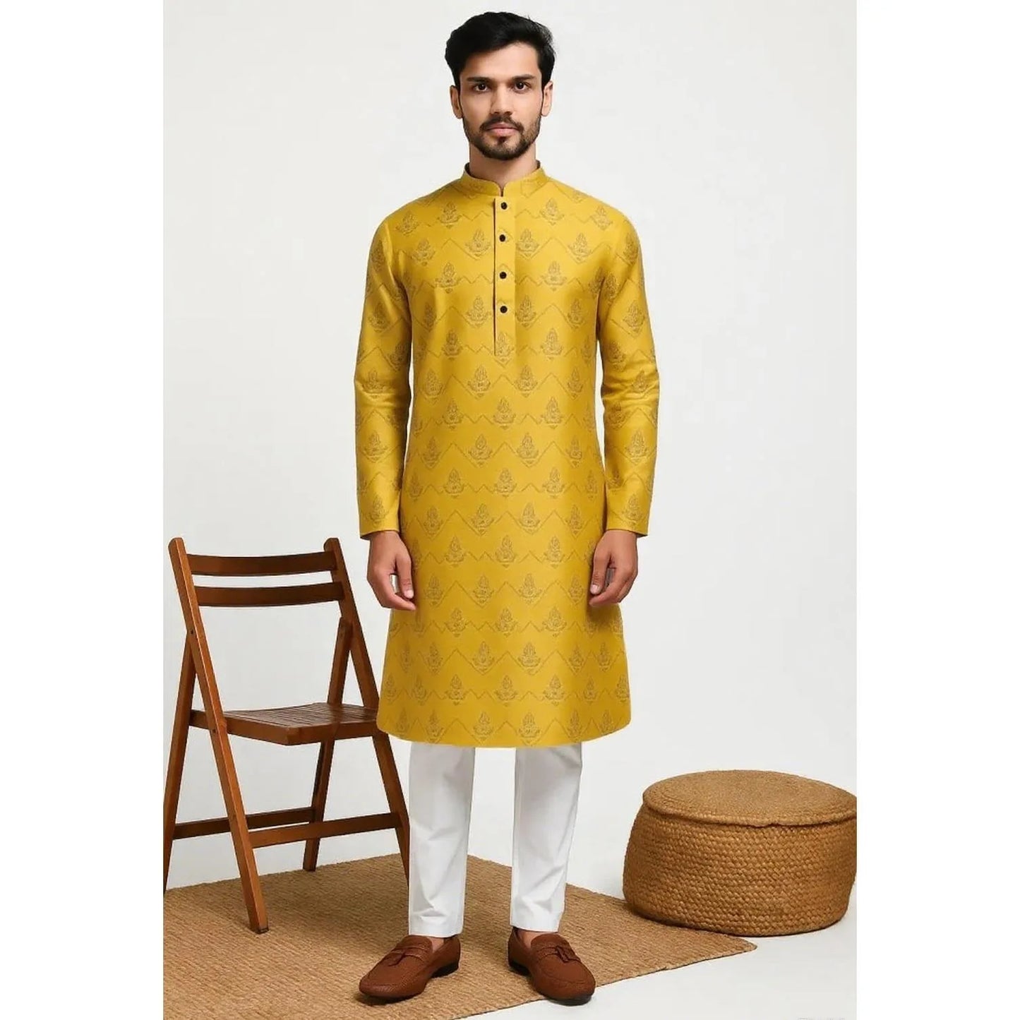 India Men Spring Shirt Tradition Kurtas Vintage Long Blouse