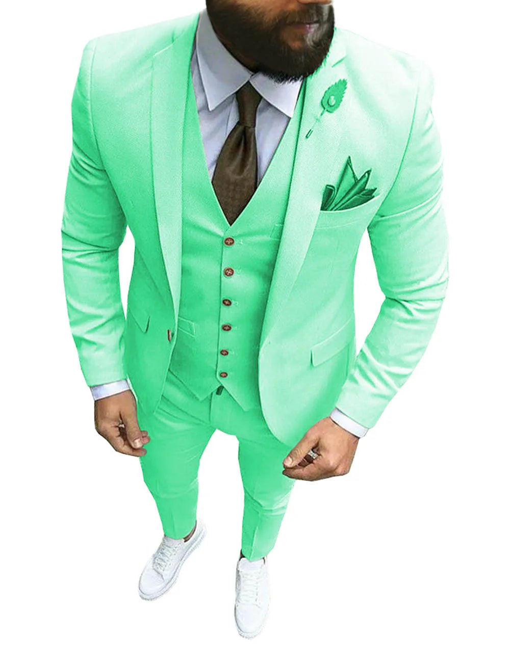 New Pink Men's 3 Pieces Suit Formal Business Notch Lapel Slim Fit Tuxedos Best Man Blazer For Wedding(Blazer+Vest+Pants)