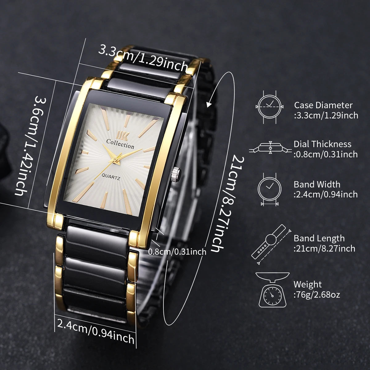 Fashion Rectangle Men Business Watches Luxury Stainless Steel Strap Quartz Wristwatch For Mens Clock Reloj Hombre（Without Box）