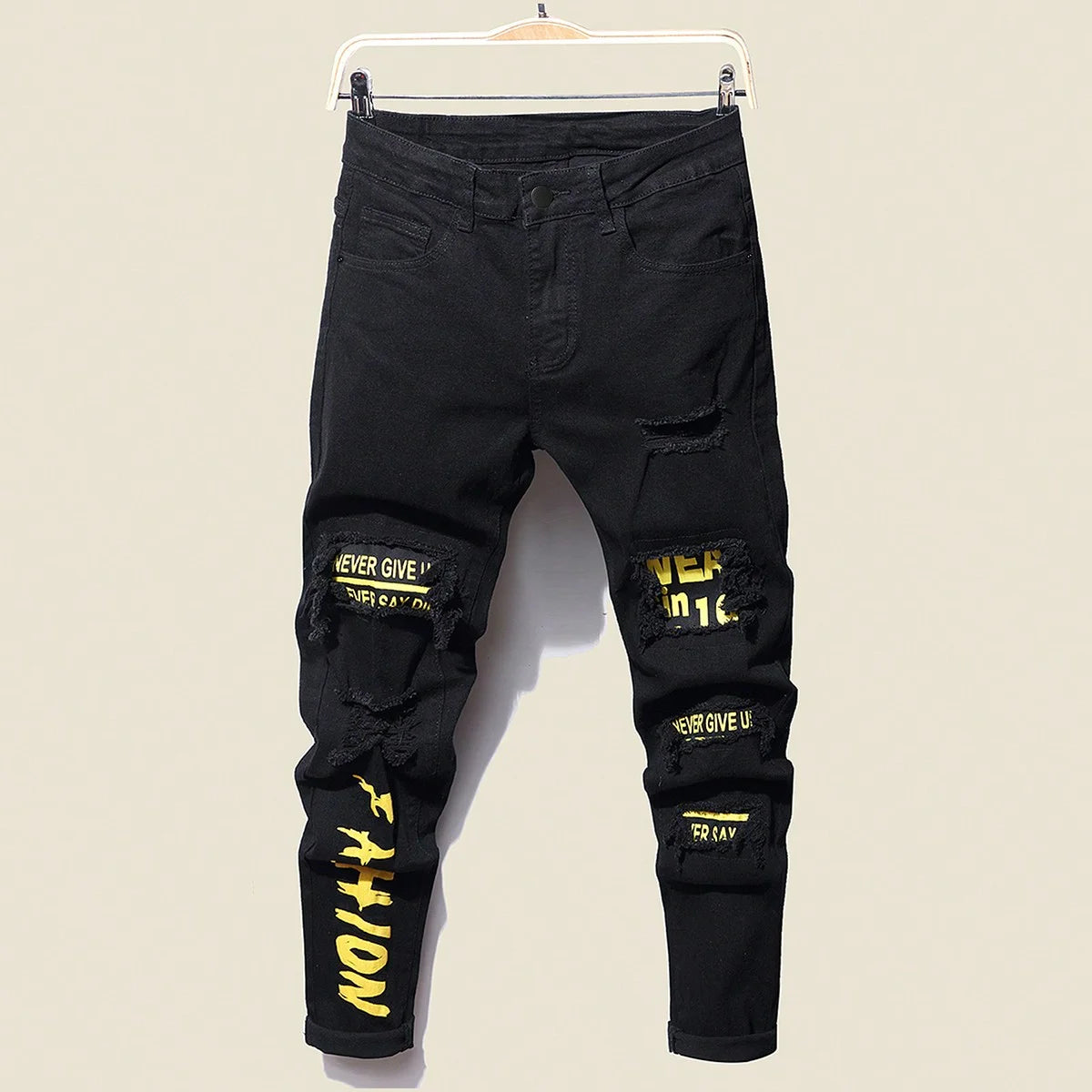 Jean Slim en Denim Lourd Stretch LVCCCI'S – Style Preppy &amp; Finitions Lettrées