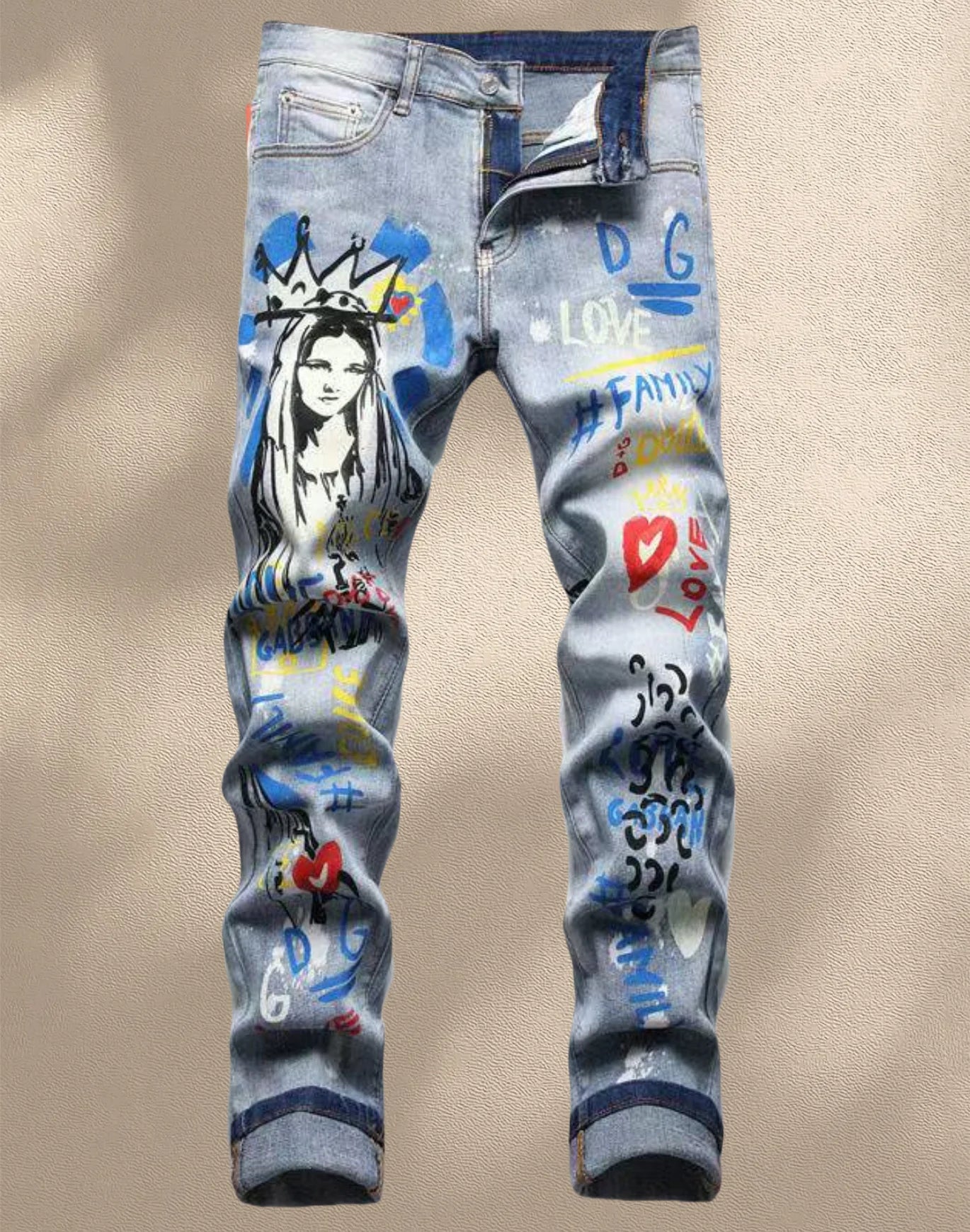 Jean Slim High Street KING JEANS – Motif Abstrait, Appliques &amp; Confort Stretch