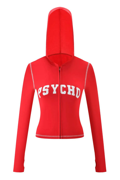 slim fit shoulder floral print bright line design slim fit hooded zipper short jacket pants for women