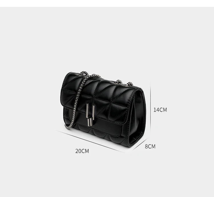 Black Luxury Handbags And Purse Women PU Leather Messenger Shoulder Bag Plaid Female Crossbody Bag Tassel Quilted Brand
