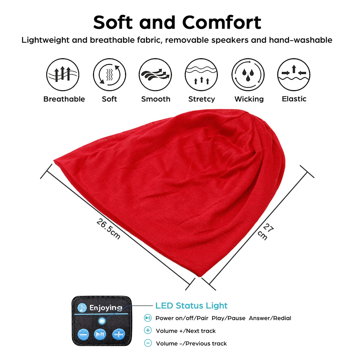 Wireless Stereo Bluetooth Headphone Summer Beanie Sleep Soft Cotton Cap Lightweight Running Earphone Headset Sports Music Hat