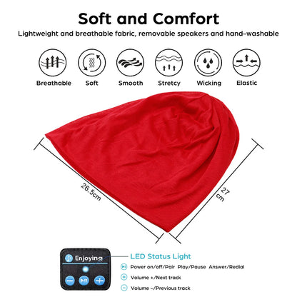 Wireless Stereo Bluetooth Headphone Summer Beanie Sleep Soft Cotton Cap Lightweight Running Earphone Headset Sports Music Hat