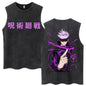 Anime Jujutsu Kaisen Satoru Gojo Vintage Wash Tank Tops Men Women Classic Manga Cotton T Shirt Fashion Loose Sleeveless T-Shirt