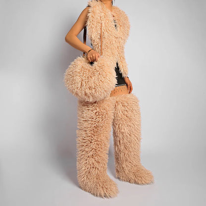 Cabas en Fausse Fourrure – Style Tendance Y2K