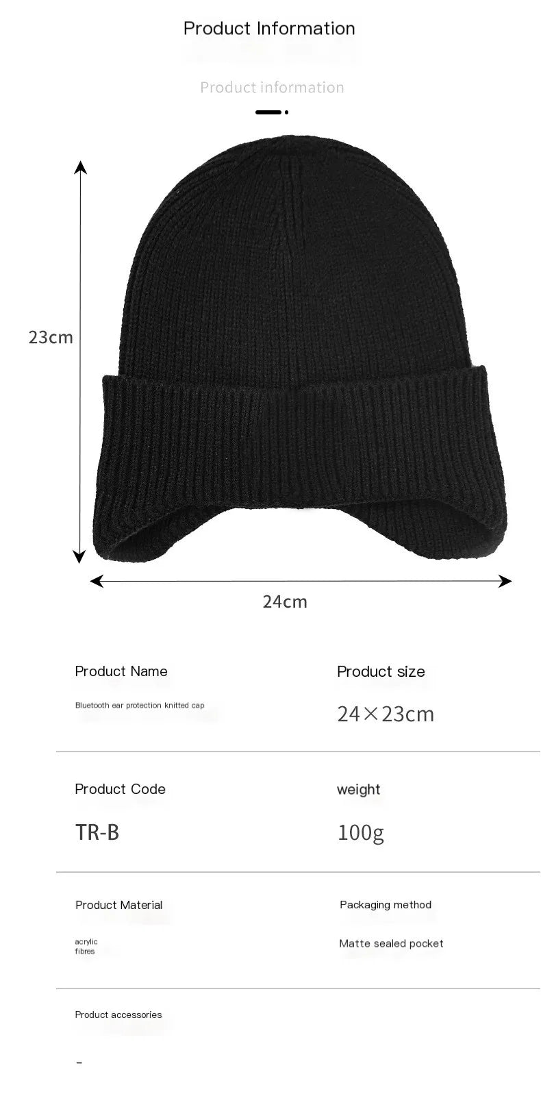 Wireless Bluetooth Earphone Hat Headset Rechargeable With Microphone Light  Weight Removable Keep Warm Listen Music Headphone