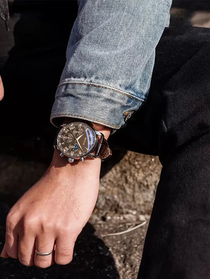 Fashion Men Business Watches Casual Leather Strap Male's Analog Quartz Wristwatch Reloj Hombre（Without Box）