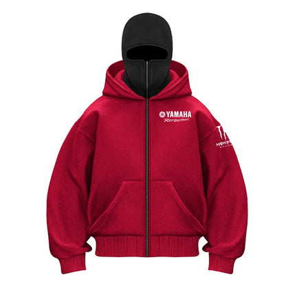 Yamaha Logo Men's Zip Hoodie Winter Warm Casual Sweatshirt with Hooded Face Mask Zipper Design Sports Jacket Outdoor Activities