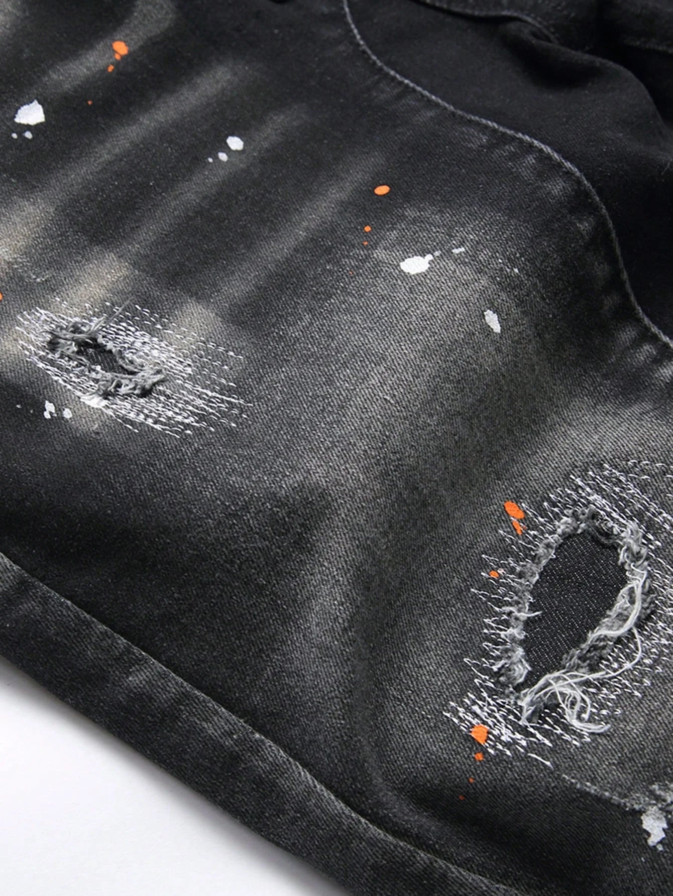 Short Denim Tricoté à Pois LVCCCI'S – Haute Élasticité, Style Casual &amp; Détails Déchirés