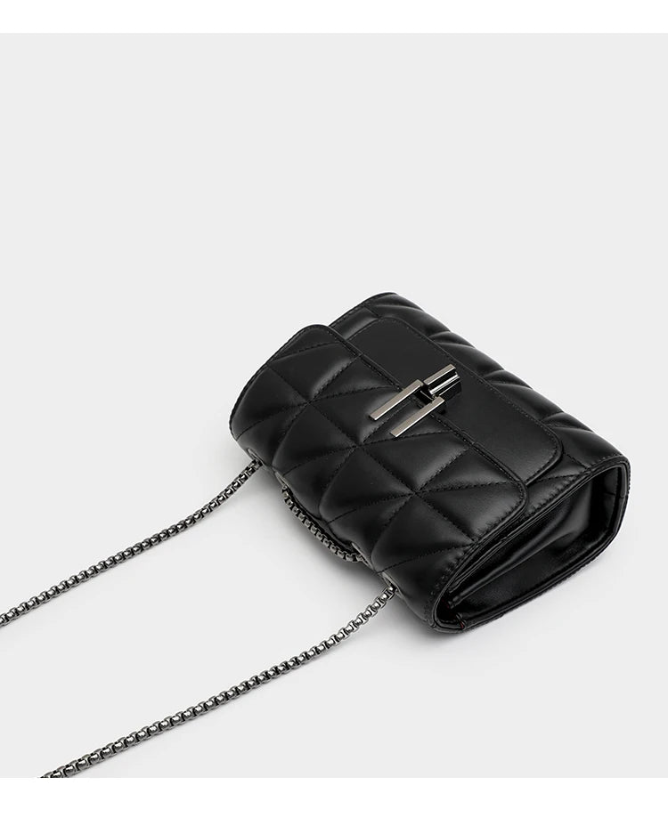 Black Luxury Handbags And Purse Women PU Leather Messenger Shoulder Bag Plaid Female Crossbody Bag Tassel Quilted Brand