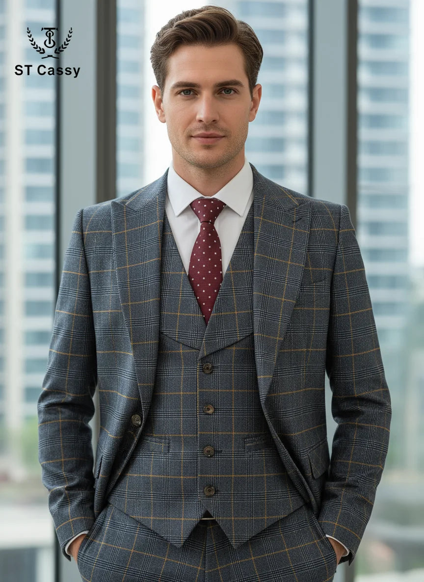 Costume Homme Business &amp; Smart Casual ST Cassy – Modèle 701 (Maille Knit Confort, Mélange Polyester &amp; Rayonne)