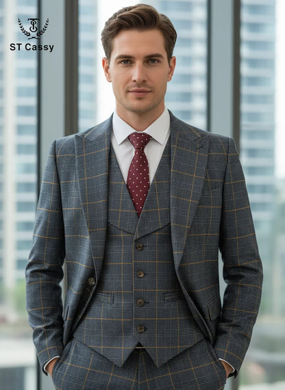 Costume Homme Business &amp; Smart Casual ST Cassy – Modèle 701 (Maille Knit Confort, Mélange Polyester &amp; Rayonne)
