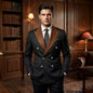 Black Stripe Men Suits Double Breasted Wedding Tuxedo Slim Fit 2 Pieces Formal Blazer Pants Set For Groom Guest Prom Party 2026