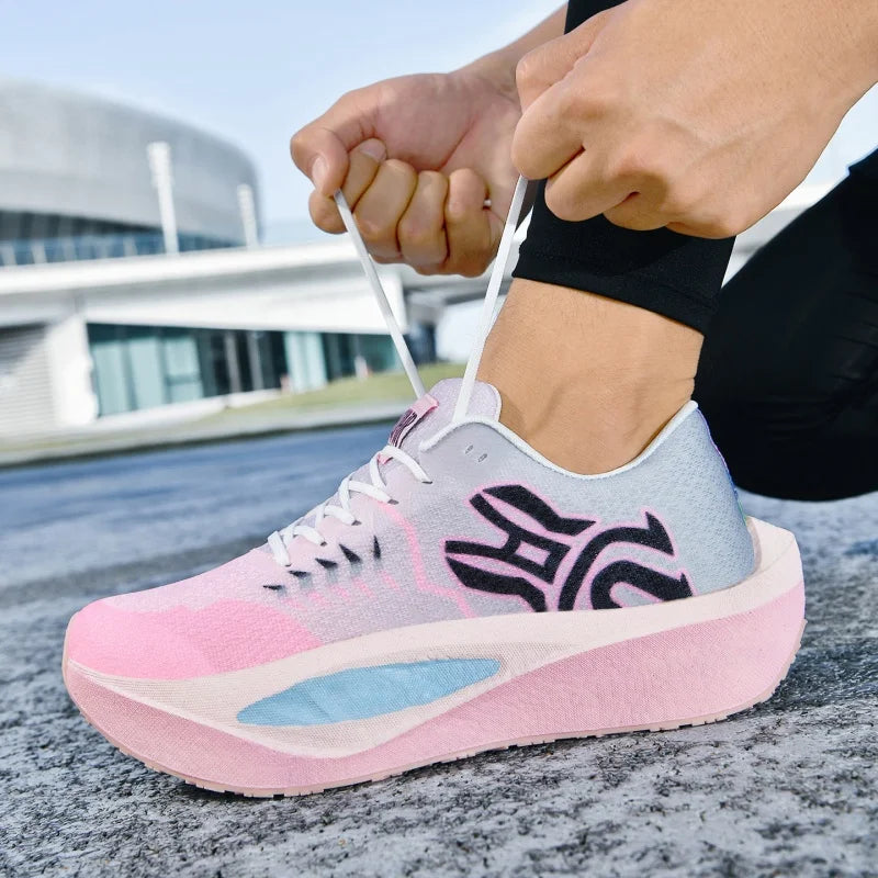 Marathon Men Running Shoes Carbon Board Sports Breathable Comfortable Athletic Air Cushion Women's Lightweight Nonskid Sneakers