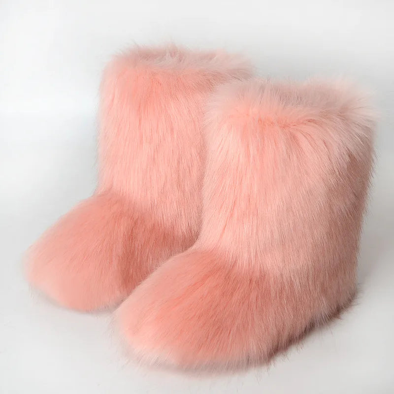 Bottes de Neige de Luxe en Fausse Fourrure EAEOVNI – Chaleur Extrême &amp; Style Hivernal Glamour