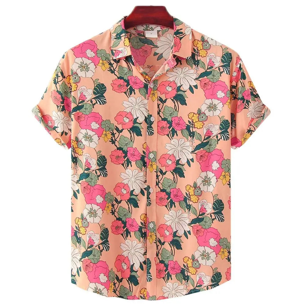 Sleeve Casual Loose Streetwear Summer Beach Shirts for Male/Female Clothing Hawaiian Men's Shirt Floral Harajuku Printed Short