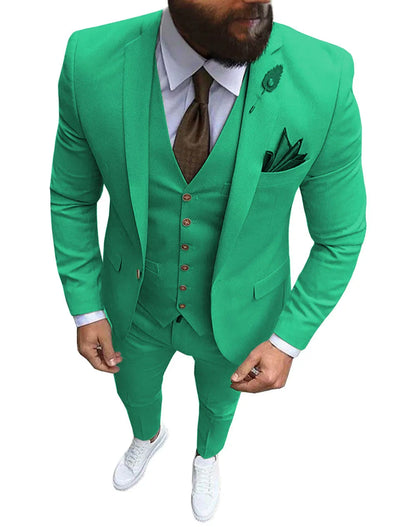 New Pink Men's 3 Pieces Suit Formal Business Notch Lapel Slim Fit Tuxedos Best Man Blazer For Wedding(Blazer+Vest+Pants)