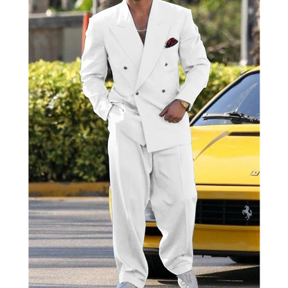 Costume de Mariage Décontracté – Double Boutonnage, Coupe Ample &amp; Confort Toutes Saisons