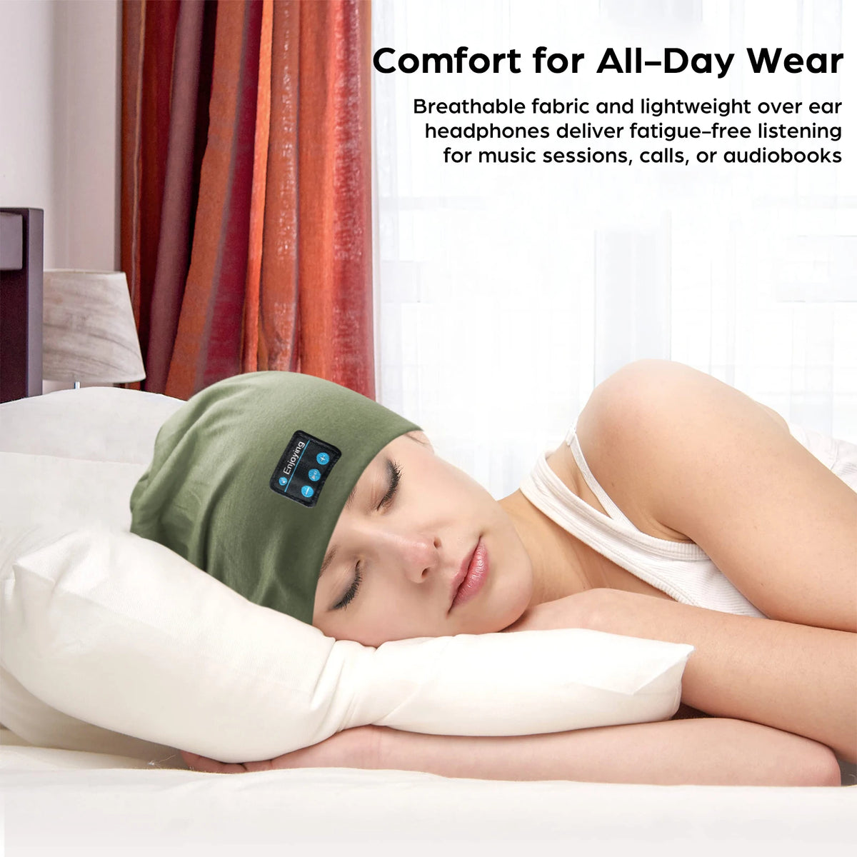 Wireless Stereo Bluetooth Headphone Summer Beanie Sleep Soft Cotton Cap Lightweight Running Earphone Headset Sports Music Hat