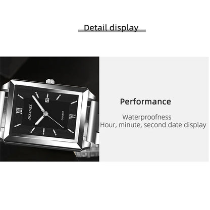 Top Brand Luxury Watches for Men Fashion Quartz Wristwatch Square Gold Stainless Steel Watch Band Business Clock Gold Watch