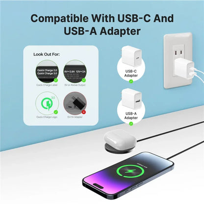 Magnetic Wireless Fast Charger Dual USB Port Mini Charging Pad For iPhone 17 16 15 14 13 12 Pro Max Universal Phone Accessory