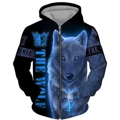 Animal Wolf 3D Print Hoodies Men Women Casual Fashion Streetwear Oversized Sweatshirts Zipper Hoodie Male Tracksuit Man Clothing