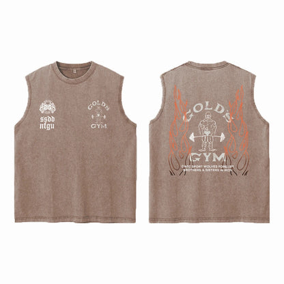 Darc Wolves Sport Vintage Washed Vest Tees Gym Bodybuilding Fitness Sleeveless T Shirts Basketball Workout Darcs Tank Tops
