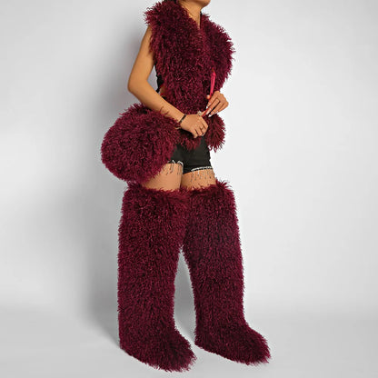 Cabas en Fausse Fourrure – Style Tendance Y2K