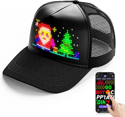 LED Baseball Cap USB App Control Bluetooth Rechargeable Scrolling Atmosphere Message Board Hop Display Hat Glowing Hat Hip