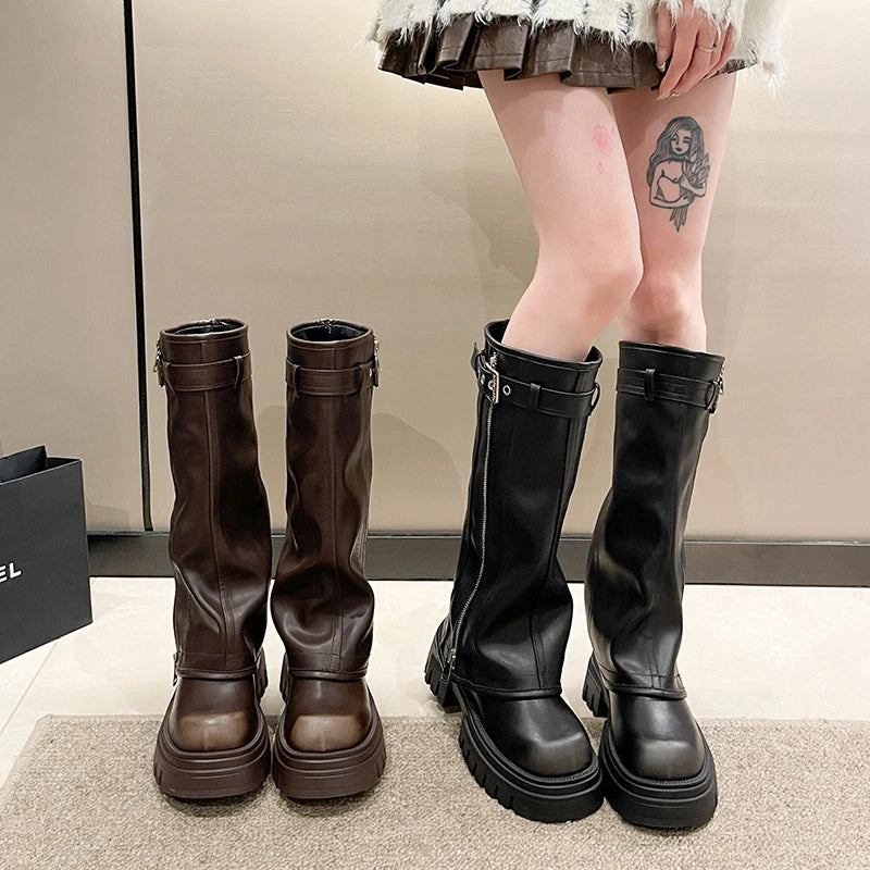 Bottes de Neige à Talons "Sexy Chain" LEDP – Chaleur, Hauteur &amp; Style Rebelle
