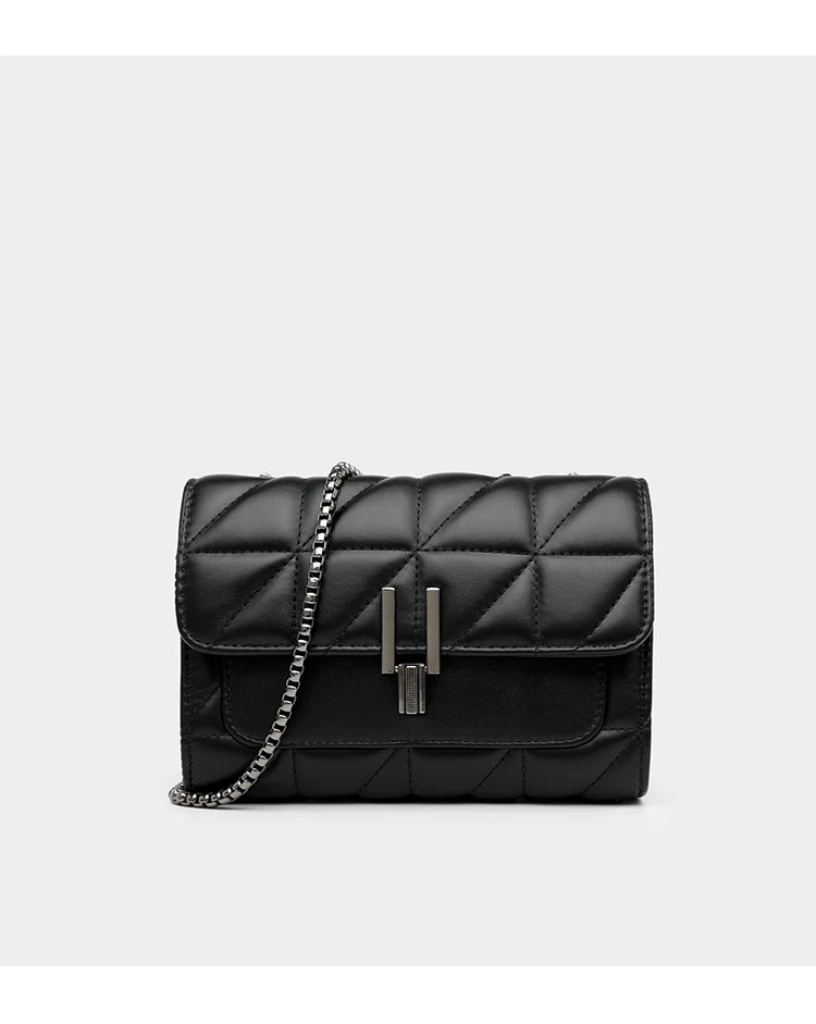 Black Luxury Handbags And Purse Women PU Leather Messenger Shoulder Bag Plaid Female Crossbody Bag Tassel Quilted Brand
