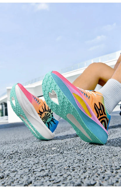 Marathon Men Running Shoes Carbon Board Sports Breathable Comfortable Athletic Air Cushion Women's Lightweight Nonskid Sneakers